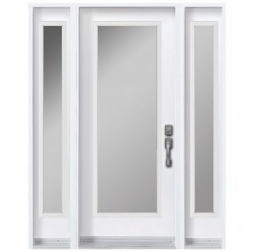 Acid Glass Sandblasted glass 22 in by 64 in full glass door and two 7 in by 64 in full sidelight
